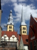 St. Nicolai, vorne links ein Stück Rathaus (in der UNESCO-Liste der Kunstwerke von europäischem Rang wegen des Weserrenaissancestils)... (Foto: dirk , Lemgo, Oberes Weserbergland 36, Deutschland am 17.06.2012) [3499]